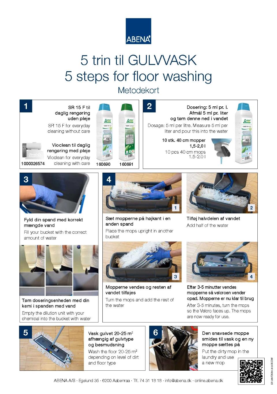 Metodekort, som viser gulvvask via fugtmetode med Green Care.