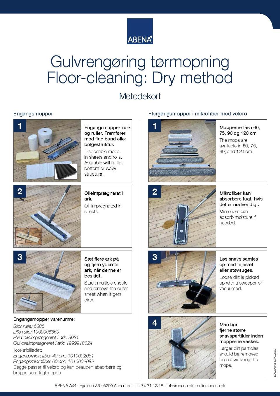 Forside af metodekort til tørmopning