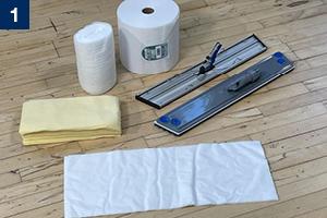 Engangsmopper i ark og ruller.